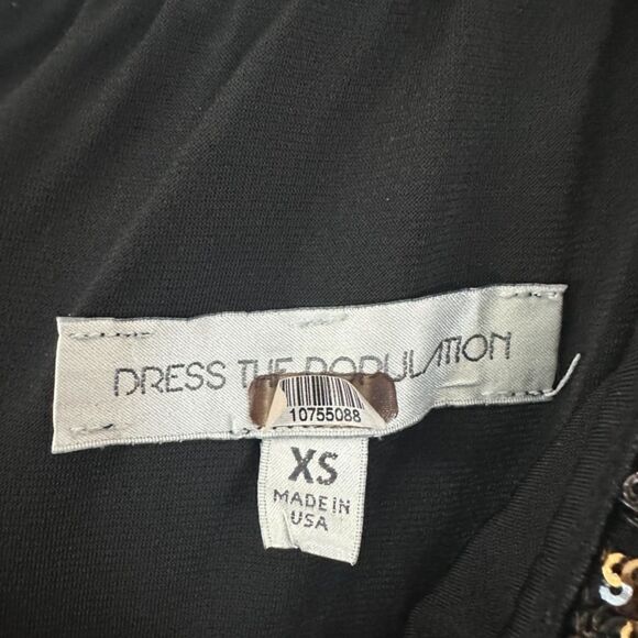 Dress The Population Gold Sequin Sheath Short Sleeve Mini‎ Dress Size XS - Picture 7 of 8